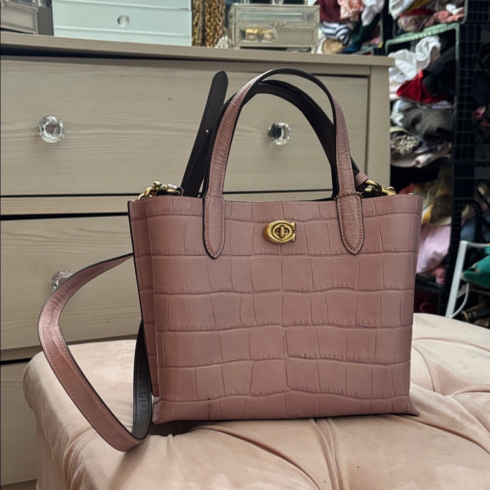 Coach Purple / Lilac Croc-Embossed Tote